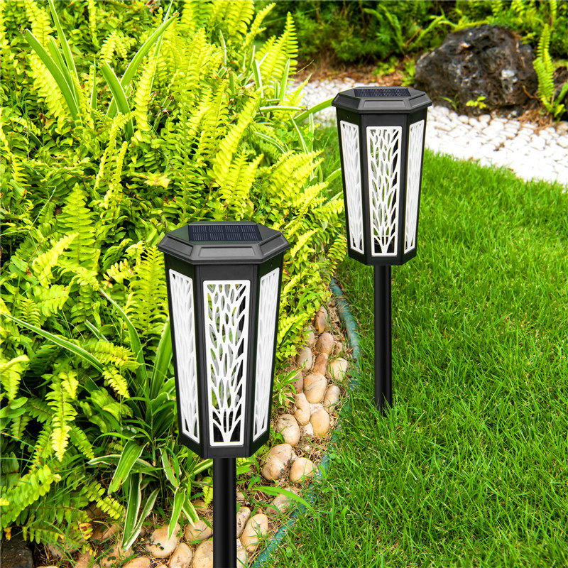 Angelila Solar Powered Outdoor Garden Lights for Walkway Yard Backyard Lawn Landscape Decorative Waterproof Color Changing+Warm White LED Solar Pathway Lights